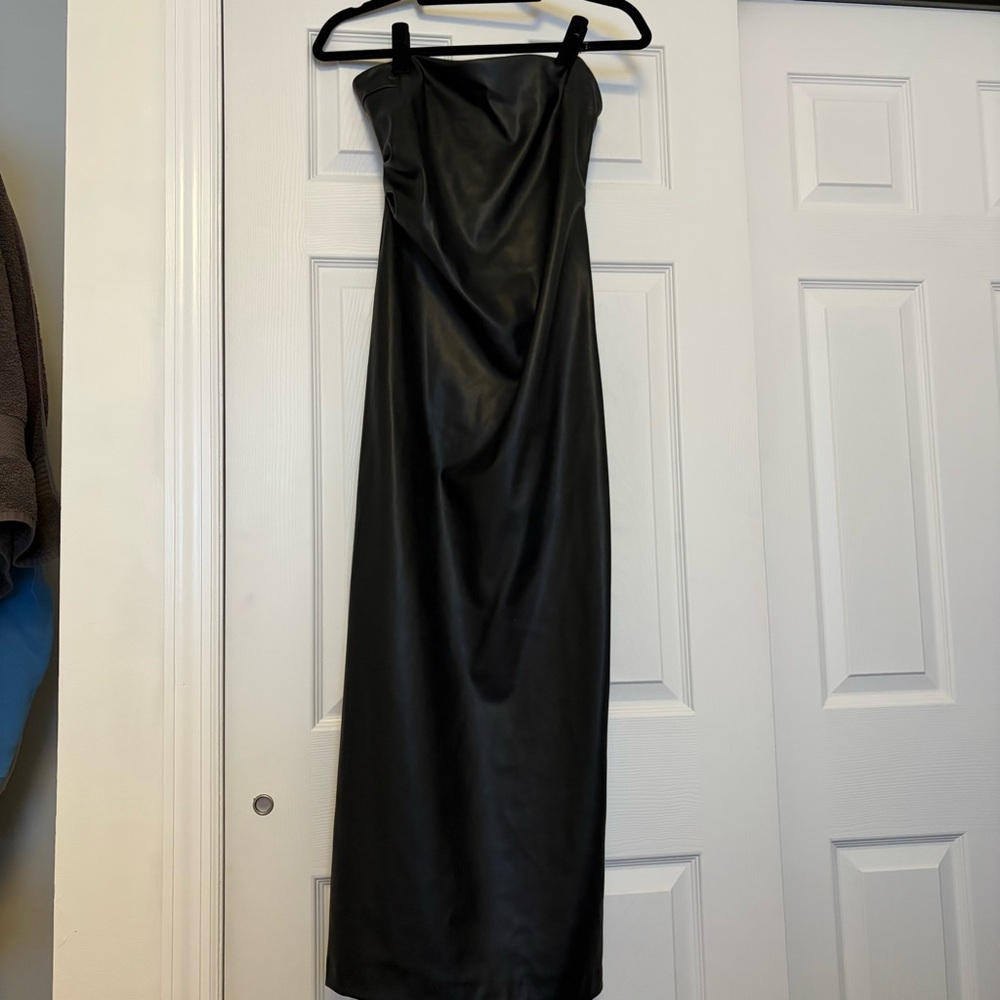 Zara Black Strapless Maxi Slip Dress
